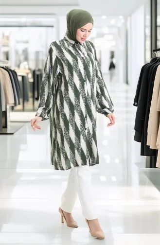 Tunique Boutonnée En Viscose 992032B-02 Kaki 992032B-02