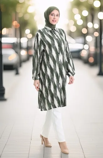 Tunique Boutonnée En Viscose 992032B-02 Kaki 992032B-02