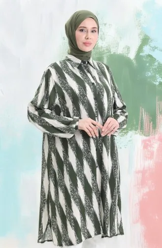 Tunique Boutonnée En Viscose 992032B-02 Kaki 992032B-02
