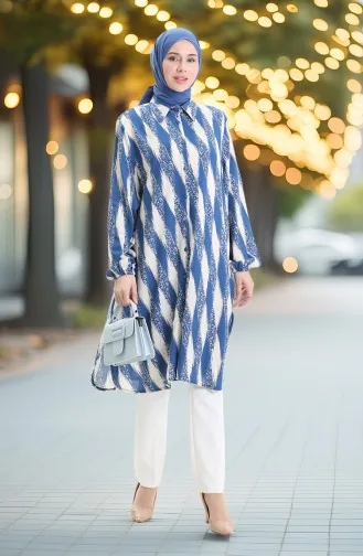 تونيك فيسكوز بأزرار 992032B-04 نيلي 992032B-04