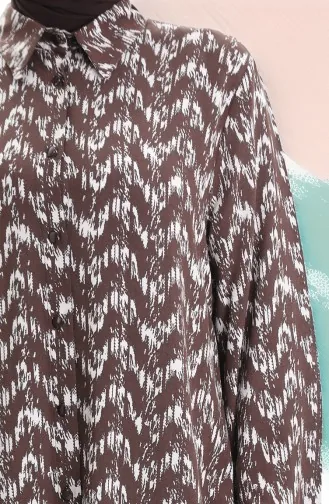 Viskon Düğmeli Tunik 992032C-02 Kahverengi