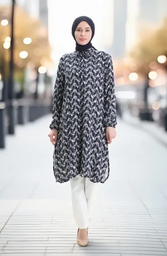 Viskon Düğmeli Tunik 992032C-04 Lacivert