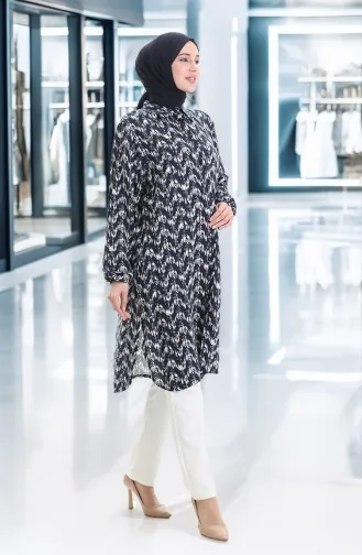 Viskon Düğmeli Tunik 992032C-04 Lacivert