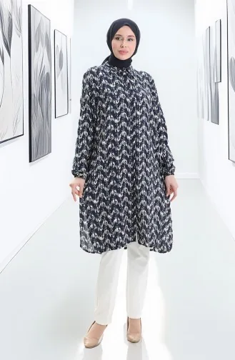 Viskon Düğmeli Tunik 992032C-04 Lacivert