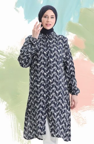 Viskon Düğmeli Tunik 992032C-04 Lacivert