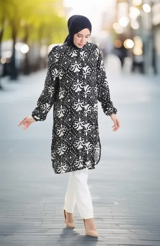 Viscose Tuniek Met Knoopjes 992032D-01 Zwart 992032D-01