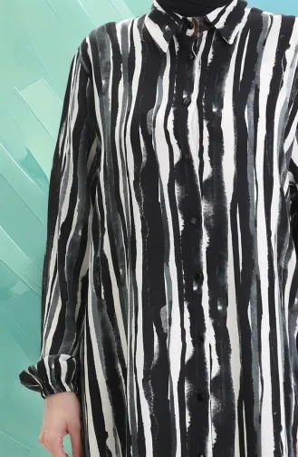 Viscose Tuniek Met Knoopjes 992032E-01 Zwart Grijs 992032E-01