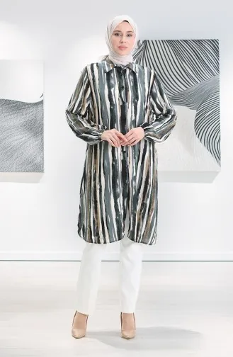 Tunique Boutonnée En Viscose 992032E-02 Kaki Tan 992032E-02