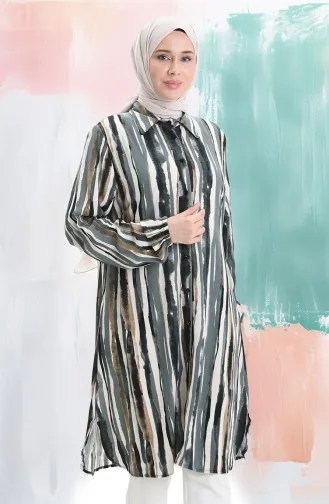 Tunique Boutonnée En Viscose 992032E-02 Kaki Tan 992032E-02