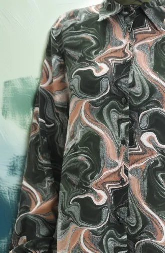 Tunique Boutonnée En Viscose 992032F-04 Kaki Vison 992032F-04