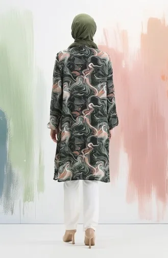 Tunique Boutonnée En Viscose 992032F-04 Kaki Vison 992032F-04