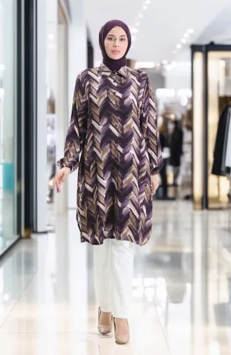 Viscose Buttoned Tunic 992032G-01 Plum Brown 992032G-01
