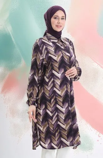 Viscose Buttoned Tunic 992032G-01 Plum Brown 992032G-01