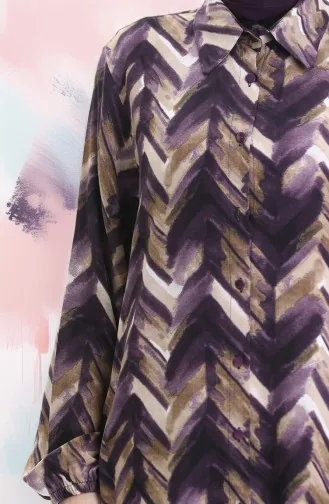 Viscose Buttoned Tunic 992032G-01 Plum Brown 992032G-01