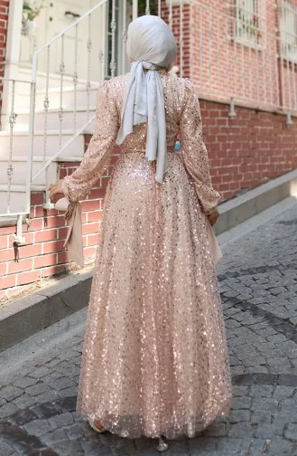 Beaded Evening Dress 5801-02 Beige 5801-02