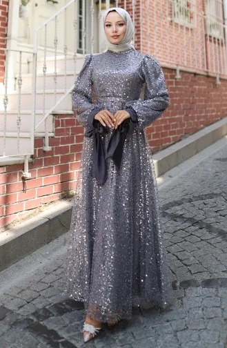 Beaded Evening Dress 5801-03 Gray 5801-03