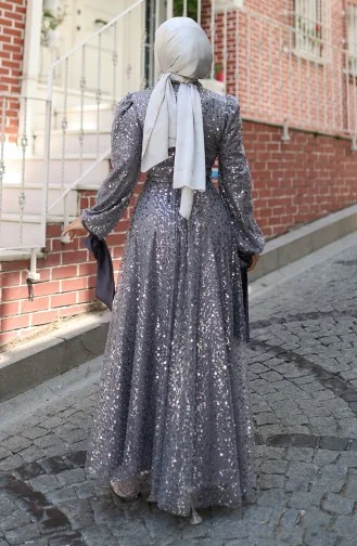 Beaded Evening Dress 5801-03 Gray 5801-03