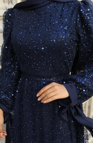 Gekralen Avondjurk 5801-05 Marineblauw 5801-05