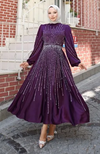 Robe De Soirée En Satin Laqué 5802-01 Violet 5802-01