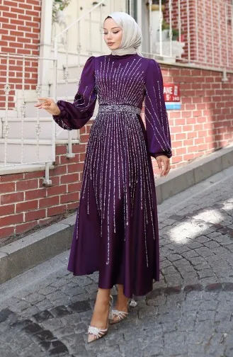 Robe De Soirée En Satin Laqué 5802-01 Violet 5802-01