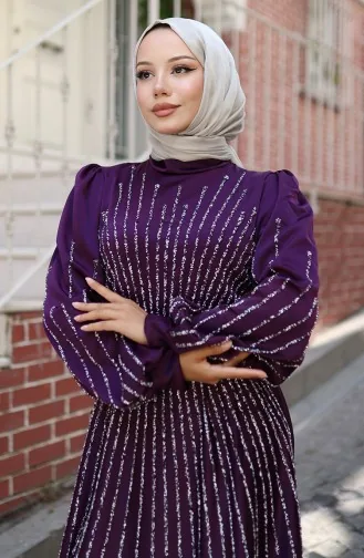 Robe De Soirée En Satin Laqué 5802-01 Violet 5802-01