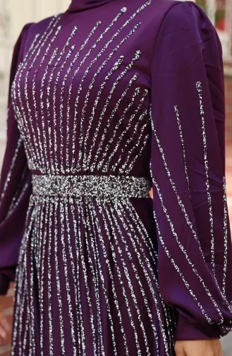 Robe De Soirée En Satin Laqué 5802-01 Violet 5802-01