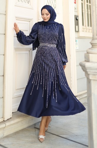 Habillé Hijab Bleu Marine 5802-02