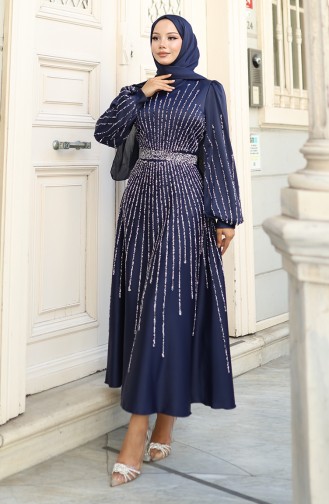 Habillé Hijab Bleu Marine 5802-02
