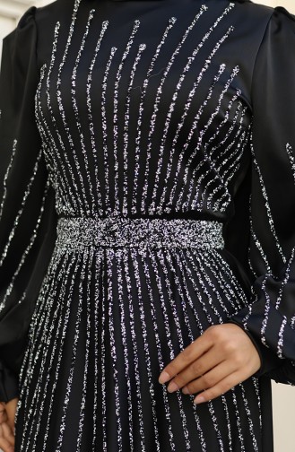 فساتين سهرة بتصميم اسلامي أسود 5802-04