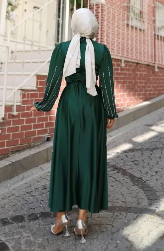 Stoned Satin Abendkleid 5802-05 Smaragdgrün 5802-05