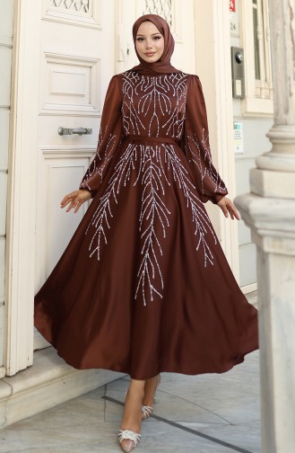 Braun Hijab-Abendkleider 5803-01