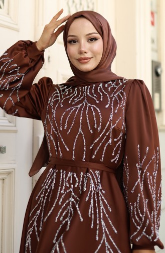 Braun Hijab-Abendkleider 5803-01