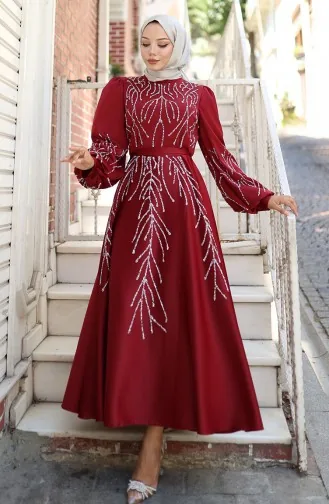 Robe De Soirée En Satin Pierre 5803-02 Bordeaux 5803-02