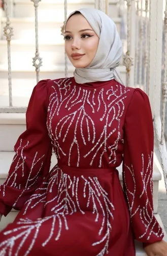 Robe De Soirée En Satin Pierre 5803-02 Bordeaux 5803-02