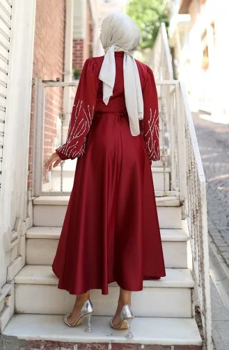 Robe De Soirée En Satin Pierre 5803-02 Bordeaux 5803-02