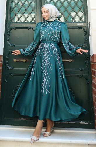 Smaragdgrün Hijab-Abendkleider 5803-04