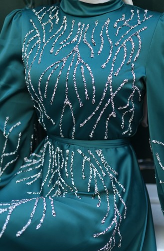 Smaragdgrün Hijab-Abendkleider 5803-04