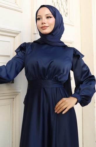 فساتين سهرة بتصميم اسلامي أزرق كحلي 5805-01
