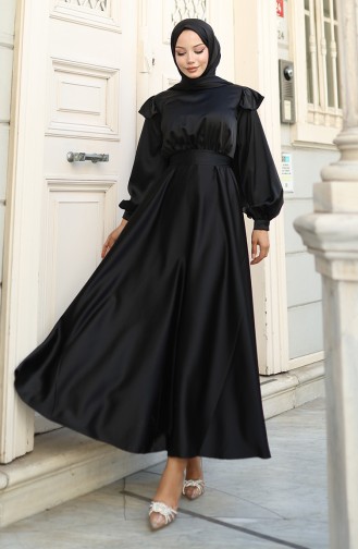 فساتين سهرة بتصميم اسلامي أسود 5805-03