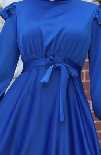 Satin Evening Dress With Ruffled Shoulders 5805-04 Saks 5805-04