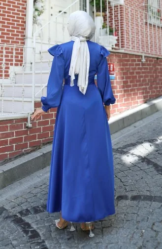 Satin Evening Dress With Ruffled Shoulders 5805-04 Saks 5805-04