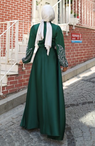 Emerald Green Hijab Evening Dress 5806-02