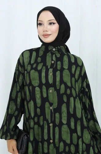 Viscose Stof Tuniek Broek Tweedelig Pak 2138-01 Zwart Groen 2138-01