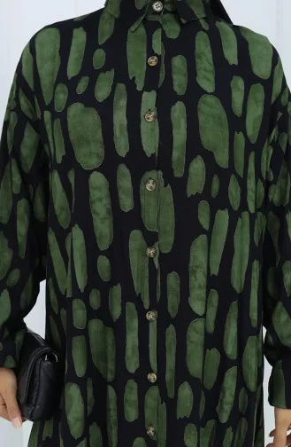 Viscose Stof Tuniek Broek Tweedelig Pak 2138-01 Zwart Groen 2138-01