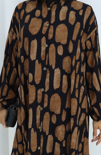 Viskon Kumaş Tunik Pantolon İkili Takım 2138-02 Siyah Taba