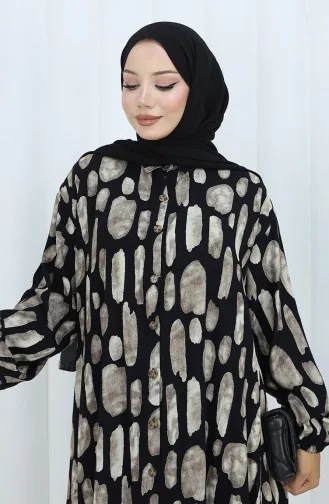 Viscose Stof Tuniek Broek Tweedelig Pak 2138-04 Zwart Beige 2138-04