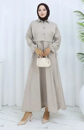 Leinen Weste Kleid Zweiteiler 2141-05 Nerz 2141-05