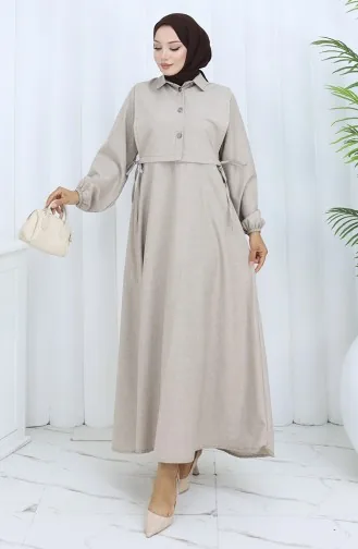 Leinen Weste Kleid Zweiteiler 2141-05 Nerz 2141-05