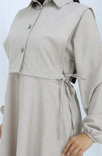 Leinen Weste Kleid Zweiteiler 2141-05 Nerz 2141-05