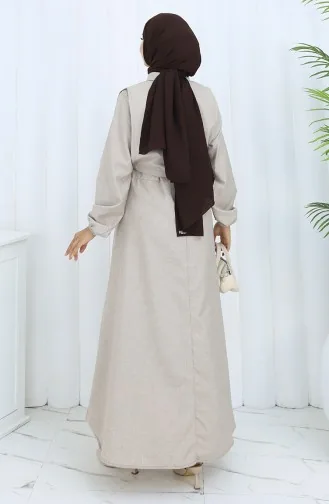 Leinen Weste Kleid Zweiteiler 2141-05 Nerz 2141-05